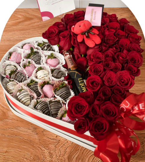 Corazón con fresas & champagne