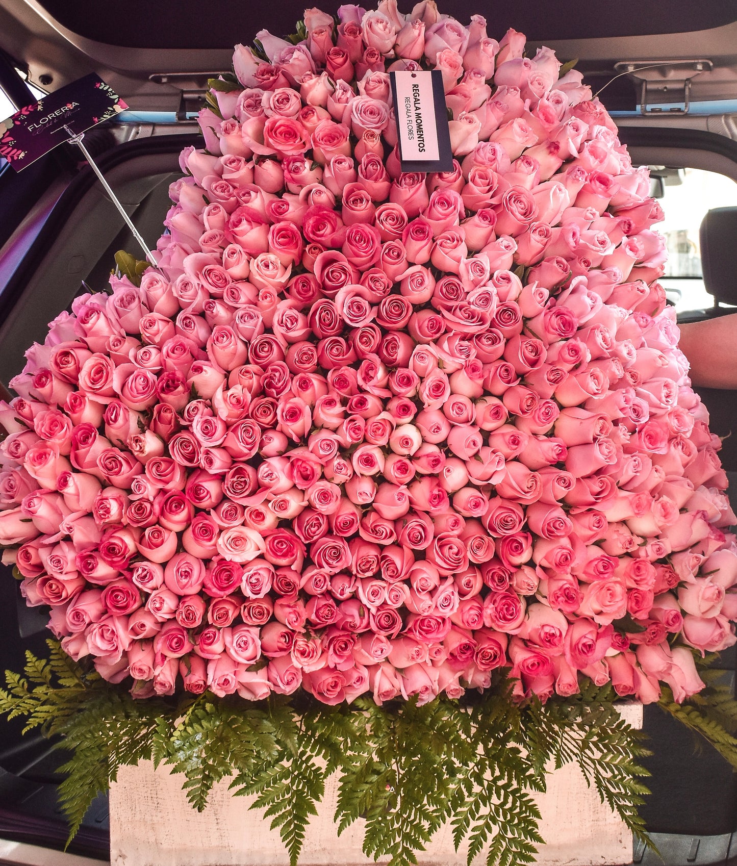 ESCULTURA DE CORAZÓN DE 500 ROSAS