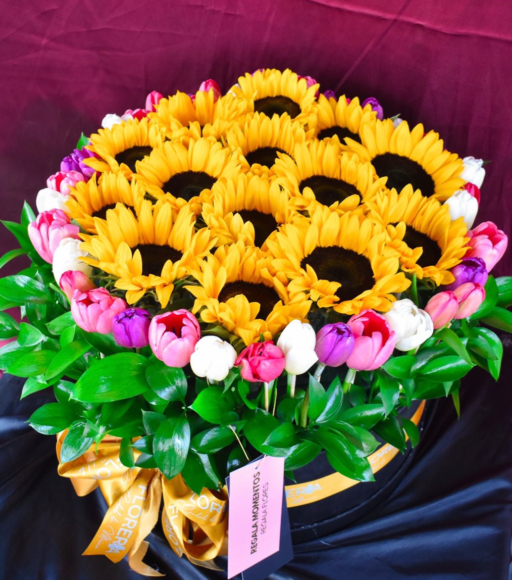 BOX DE GIRASOLES & TULIPANES - Florería Ciudad de México