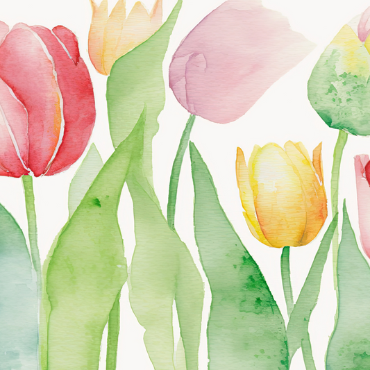 Pintura de tulipanes multicolor