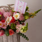 Canasta floral estilo coreana en tonos pastel